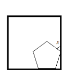 After a successful year of business, a rubber company is designing a logo to represent its five business areas. The picture shows the distinctive logo in which a pentagon meets the inner side of a square. What is the value of the angle x?