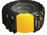 A rendering of a tire with TyrFil, Accella Tire Fill System's tire filler, which is used to eliminate flats in heavy equipment vehicles.