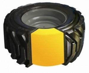  A rendering of a tire with TyrFil, Accella Tire Fill System's tire filler, which is used to eliminate flats in heavy equipment vehicles.
