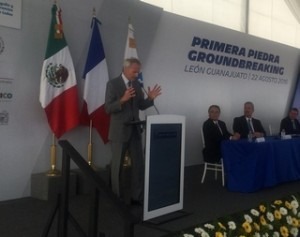  Michelin CEO Jean-Dominique Senard speaking at the ground-breaking ceremony in Leon, Mexico
