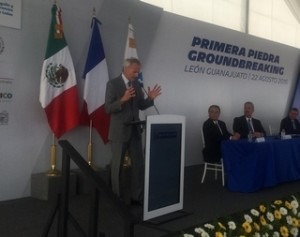  Michelin CEO Jean-Dominique Senard speaking at the groundbreaking of Leon plant