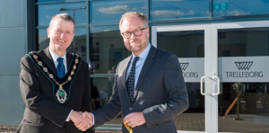  Trelleborg CFO Ulf Berghult (R) and local councillor Jim Anderson at the opening ceremony