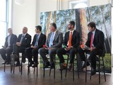(From left) David Tulauskas, GM director of sustainability; Peter Ramirez, Michelin North America sustainability project manager; Mark Purtilar, Goodyear vice president of global procurement; Juan Botero, Continental vice president sales, original equipment, passenger & light truck tires, the Americas; Jim DeMouy, Bridgestone vice president of environmental, health, safety and sustainability.