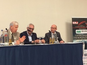  Jacob Peled, executive chairman, Pelmar Engineering (L) Jose Silicani, knowledge management officer, Bridgestone Europe and Hans-Martin Monyer, head of automation, HF Mixing Group take part in recycling panel