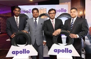  From left: Rajesh Udaykumar, head, sales (SAARC &amp; Oceania), Apollo Tyres; Nalin Welgama, chairman, Ideal Wheels &amp; Tyres; Rajesh Dahiya, group head, sales (India, SAARC &amp; Oceania), Apollo Tyres &amp; Jagat Samarasekara, CEO, Ideal Wheels &amp; Tyres at the introduction of Apollo's two wheeler range in Sri Lanka