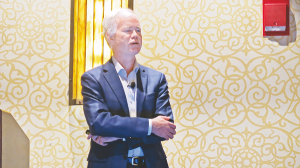  John McElroy delivers his keynote address at the Rubber in Automotive Conference in Troy