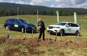  Tommi Heinonen, head of Nokian's North America subsidiary, helps with the groundbreaking ceremony for the tire maker's Dayton plant.