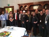 ACS Rubber Division's Robinson and Maimone ( l to r, nearest table) pictured in the Cedar Room at TARRC, Brickendonbury with the ELTAG Committee