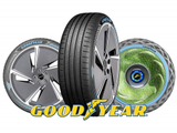 EfficientGrip Performance tire for electric vehicles (pictured left and center) and concept tire, Oxygene