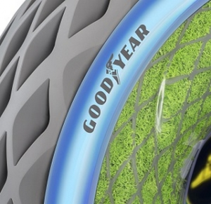  "Oxygene," a non-pneumatic tire/wheel hybrid design, incorporates moss growing in the structure's open sidewall.