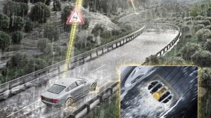  Signals from the Electronic Tire Information Systems (eTIS) warn about an imminent risk of aquaplaning. Photo by Continental AG.