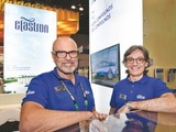 Zev Gurion, general manager of North American operations (left), and Yuksel Habip, global business director for Elastron Kimya SA, at the company's NPE2018 booth.