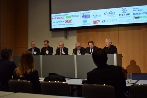  Game-changing technologies paper (l to r): Jyrki Anttonen, Cimcorp Oy; Henk Van Tuyl, Goodyear SA; Philippe Lallement, Michelin; Jose Silicani, tire and rubber consultant, Lorenzo Alleva, Bridgestone EMEA; and moderator Jacob Peled, executive chairman, Pelmar Engineering