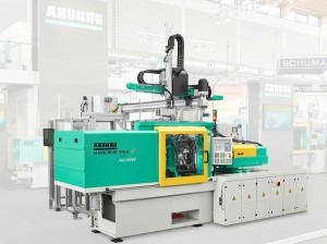  Electric Allrounder produced eight 0.38 gram holding brakes from PBT and LSR in a cycle time of 40 seconds.