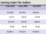 While Japanese majors Bridgestone and Sumitomo Rubber have fared better than their Western rivals, their share prices still started 2019 about 21% lower than a year ago.