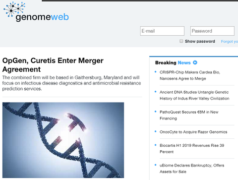 ERJ publisher acquires online news organisation GenomeWeb
